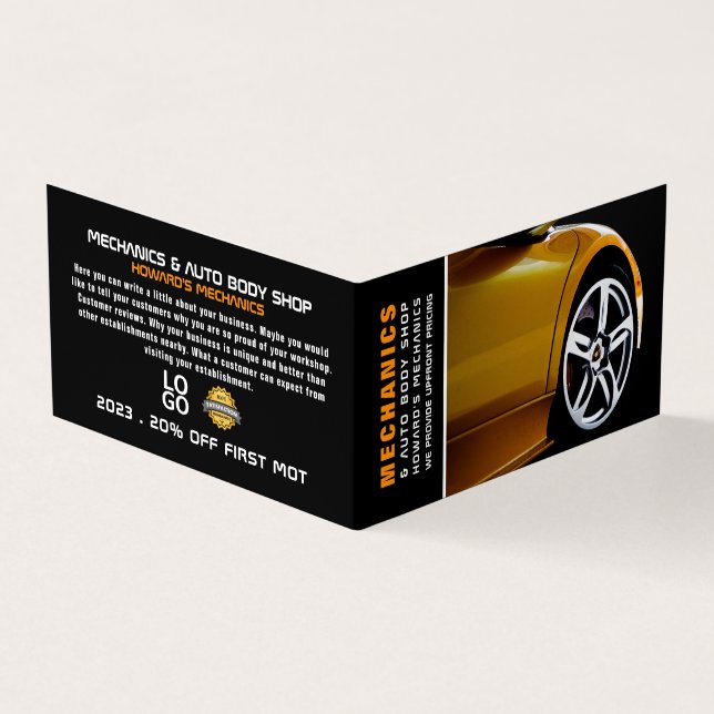 Car Wheel, Auto Mechanic & Repairs, Detailed Business Card (Outside)