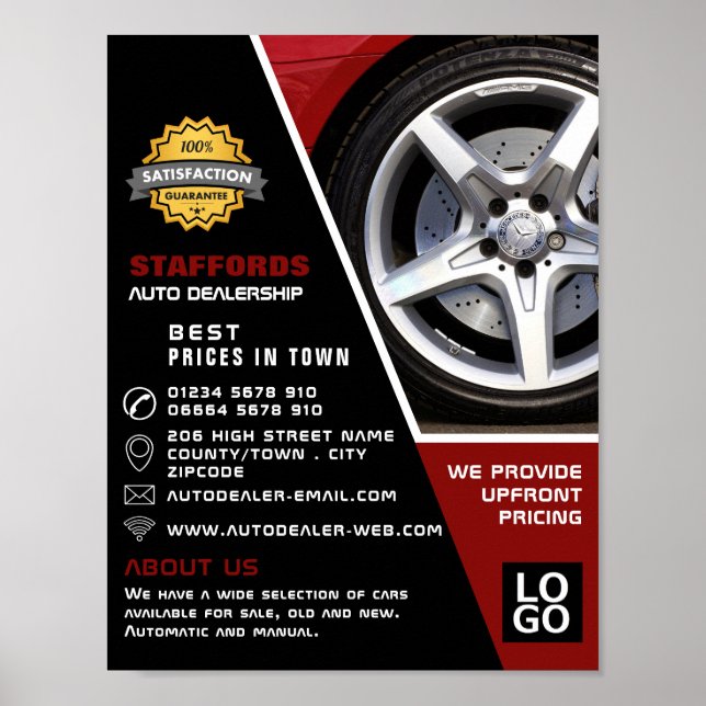 Car Wheel Design, Auto Dealership Advertising Poster (Front)