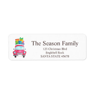 Car with Christmas gifts Return Address Label