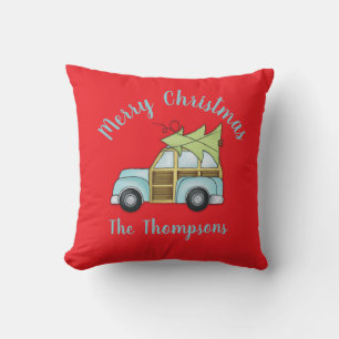 Car with Christmas Tree Cushion