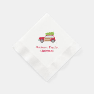 Car with Christmas Tree Diagonal Paper Napkin