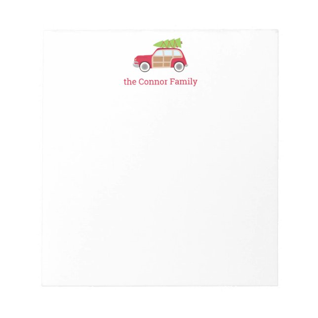 Car with Christmas Tree on Top Notepad (Front)