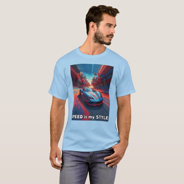 Car with red and blue effects T-Shirt (Front Full)