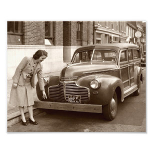 Car with Wooden Bumper WWII Photo Print