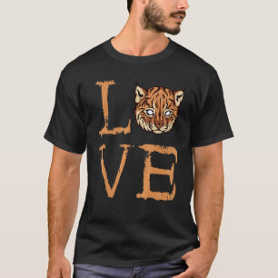 Caracal Creepy Cat Face Love Heart Wild Cat Animal T-Shirt