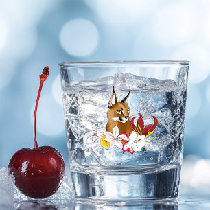 Caracal Wild Cat Floral Green Shot Glass