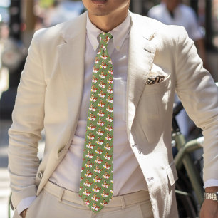 Caracal Wild Cat Floral Green Tie