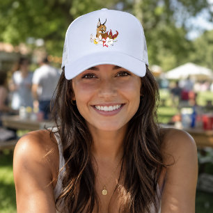 Caracal Wild Cat Floral Green Trucker Hat