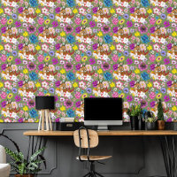 Caracal Wild Cat Floral Green