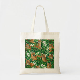 Caracals in Lush Green Leaves Wildlife Pattern Tote Bag