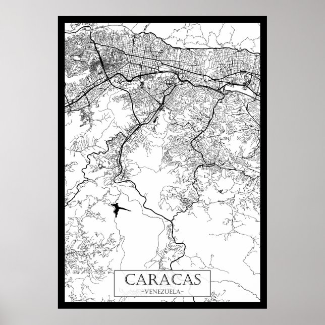 Caracas Venezuela Map Poster (Front)