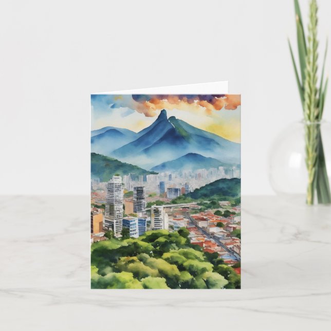 Caracas Venezuela Watercolor Card (Front)