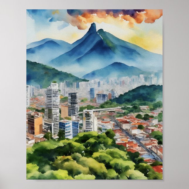 Caracas Venezuela Watercolor Poster (Front)