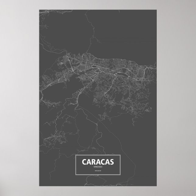 Caracas, Venezuela (white on black) Poster (Front)