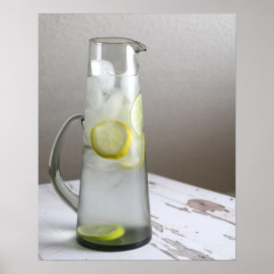 Carafe of Lemon Lime Ice Water Colour 16x20 Poster