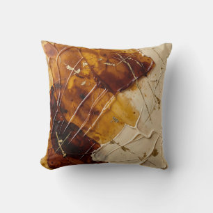 Caramel Amber Resin Gold Leaf Abstract Cushion