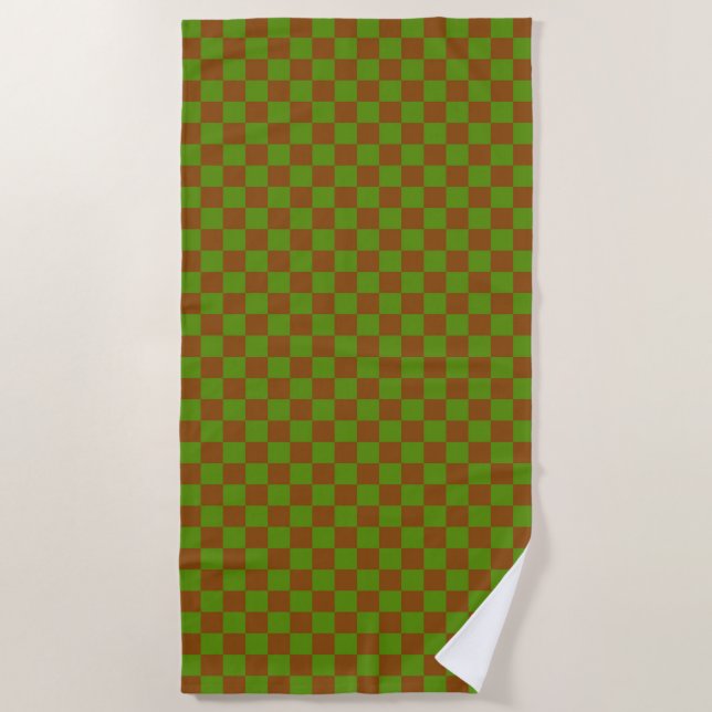 Caramel apple checkered board pattern beach towel (Front)