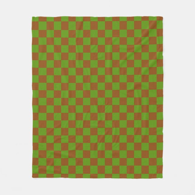 Caramel apple checkered board pattern fleece blanket (Front)