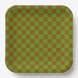 Caramel apple checkered board pattern paper plate