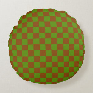 Caramel apple checkered board pattern round cushion