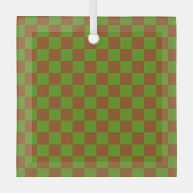 Caramel apple chequered board pattern glass tree decoration (Front)