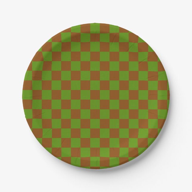 Caramel apple chequered board pattern paper plate (Front)