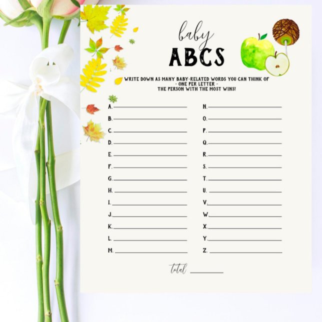 Caramel Apple Green Baby Shower Baby ABCs Game (Creator Uploaded)