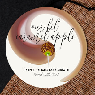 Caramel Apple - Green Baby Shower Favour Sticker