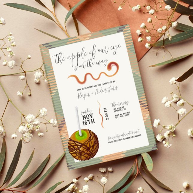 Caramel Apple - Green Baby Shower Invitation (Creator Uploaded)