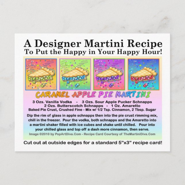 Caramel Apple Pie Martini Recipe Card Postcard (Front)