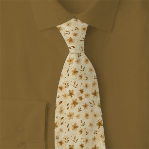 Caramel Autumn Flowers Tie