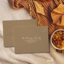 Caramel Beige Muted Thanksgiving RSVP Envelope