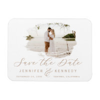 Caramel Beige Romantic Brushed Frame Save The Date