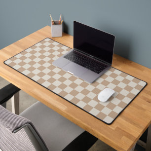 Caramel Brown Checkered Brown Caramel Pattern Desk Mat