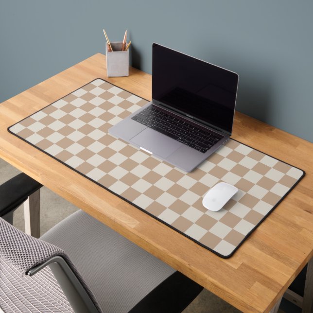 Caramel Brown Checkered Brown Caramel Pattern Desk Mat (Office 2)