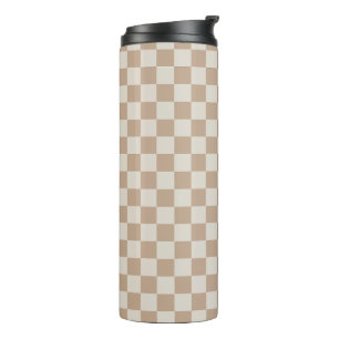 Caramel Brown Chequered Brown Caramel Pattern Thermal Tumbler
