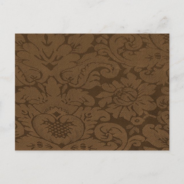 Caramel Brown Damask Weave Look Postcard (Front)