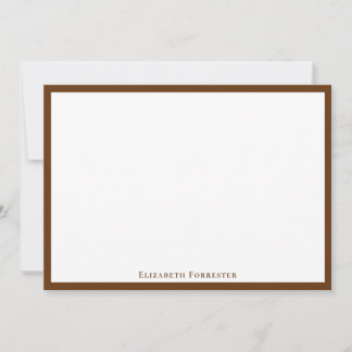 Caramel Brown Simple Minimalist Border Note Card