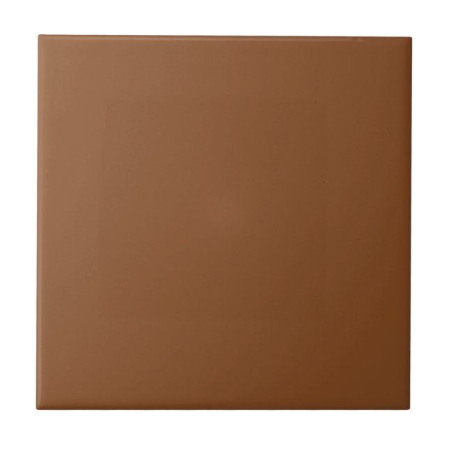Caramel Cafe Warm Neutral Brown Solid Colour Print Ceramic Tile (Front)