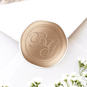 Caramel Calligraphy Monogram Wax Seal Stickers