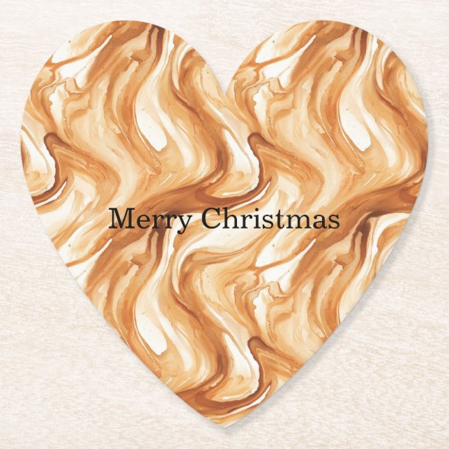 Caramel Carmel Candy Swirls Christmas Paper Coaster (Front)