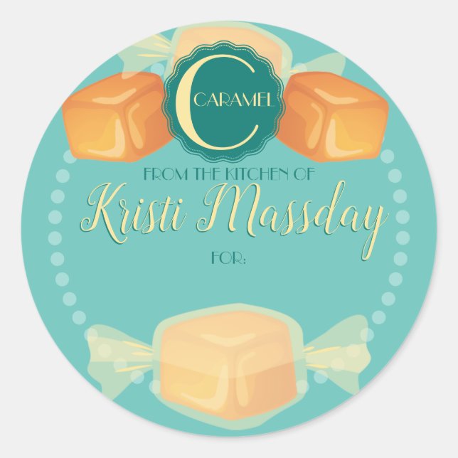 Caramel carmel homemade candy Christmas to from Classic Round Sticker (Front)