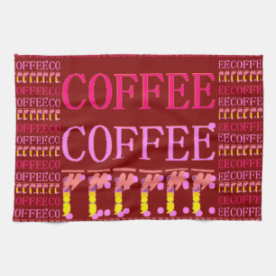 Caramel chocolate coffee design tea towel
