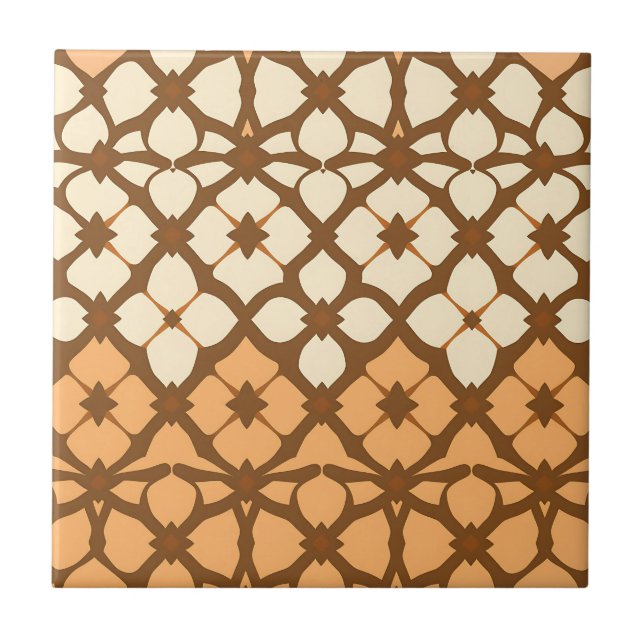 Caramel Cream Moroccan Lattice Pattern Ceramic Tile (Front)