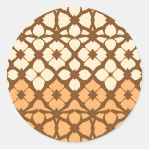 Caramel Cream Moroccan Lattice Pattern Classic Round Sticker