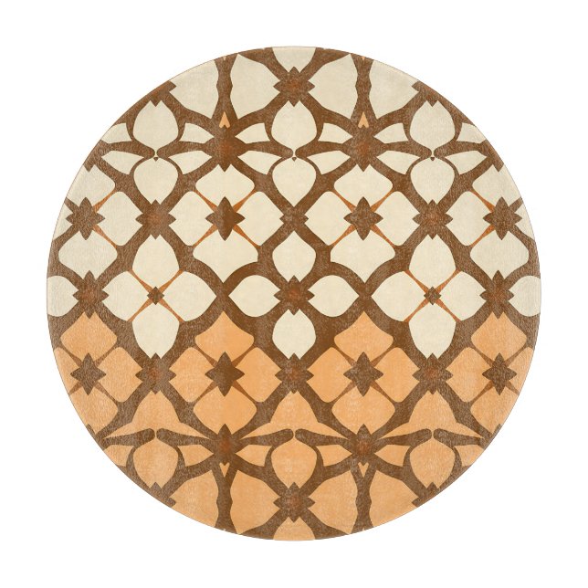 Caramel Cream Moroccan Lattice Pattern Cutting Board (Front)