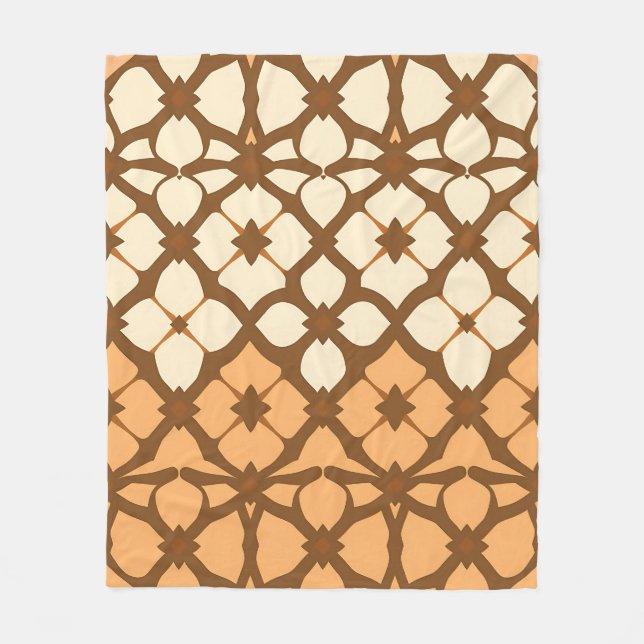 Caramel Cream Moroccan Lattice Pattern Fleece Blanket (Front)