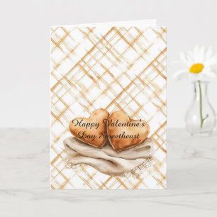 Caramel Cream Stripes Heart Pillows Blanket Love Card