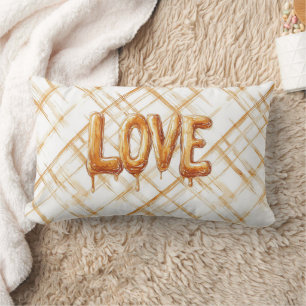 Caramel Cream Stripes Love Lumbar Cushion