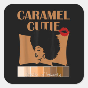 Caramel Cutie Natural Fro Shades of Black Colour P Square Sticker